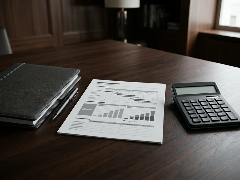 Échéancier imprimé entre un classeur fermé et une calculatrice.
